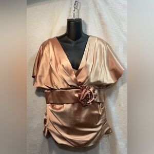 Adrianna Papell Satin Rose Gold Top